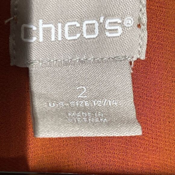 Chico’s rust color blouse‎ button front with scarf, size 2, size 12/14. - Picture 13 of 16